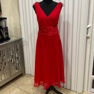 Red chiffon party dress
